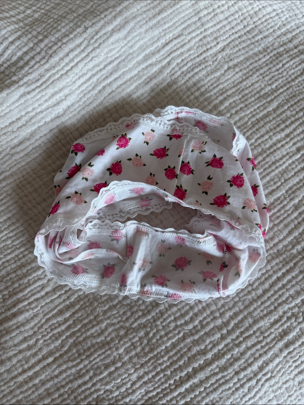 Victoria’s Secret VS Floral Panty Cotton lace trim pink white flower print - Picture 2 of 3